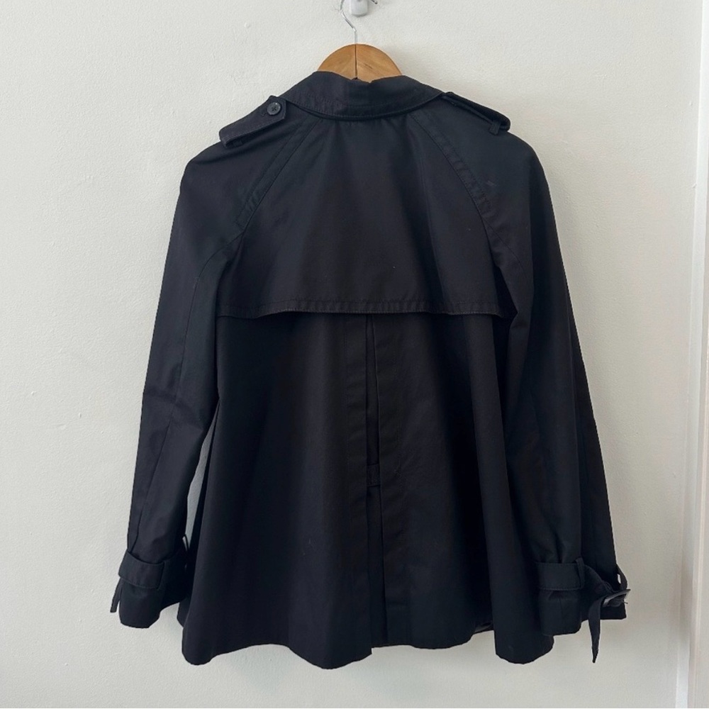 Banana Republic Black Short Classic Cotton Trench Coat | Size Small - Picture 4 of 8